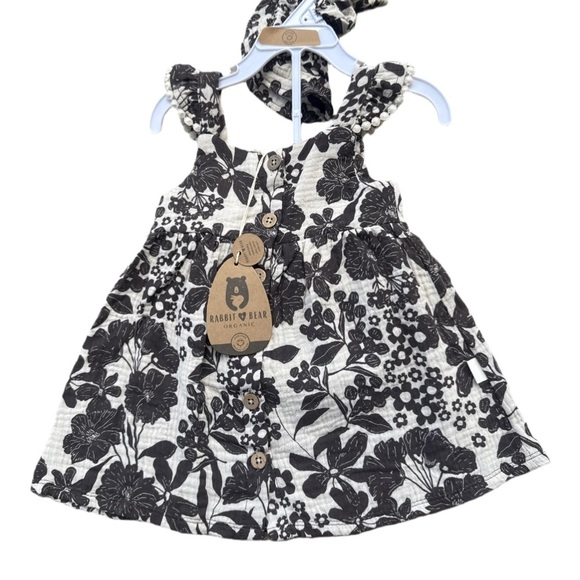 Rabbit & Bear Black and White Floral Kids Casual Dress - Picture 1 of 5